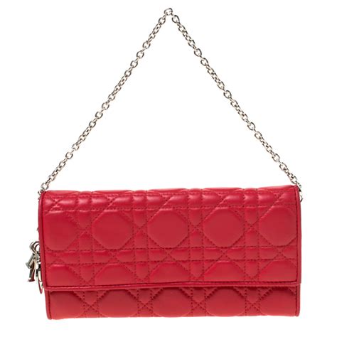 lady dior red wallet|lady dior wallet on chain.